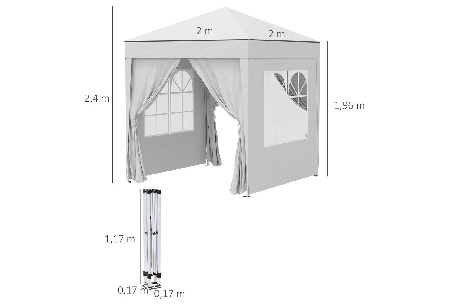 Outsunny Pop Up Gazebo Canopy | White-2