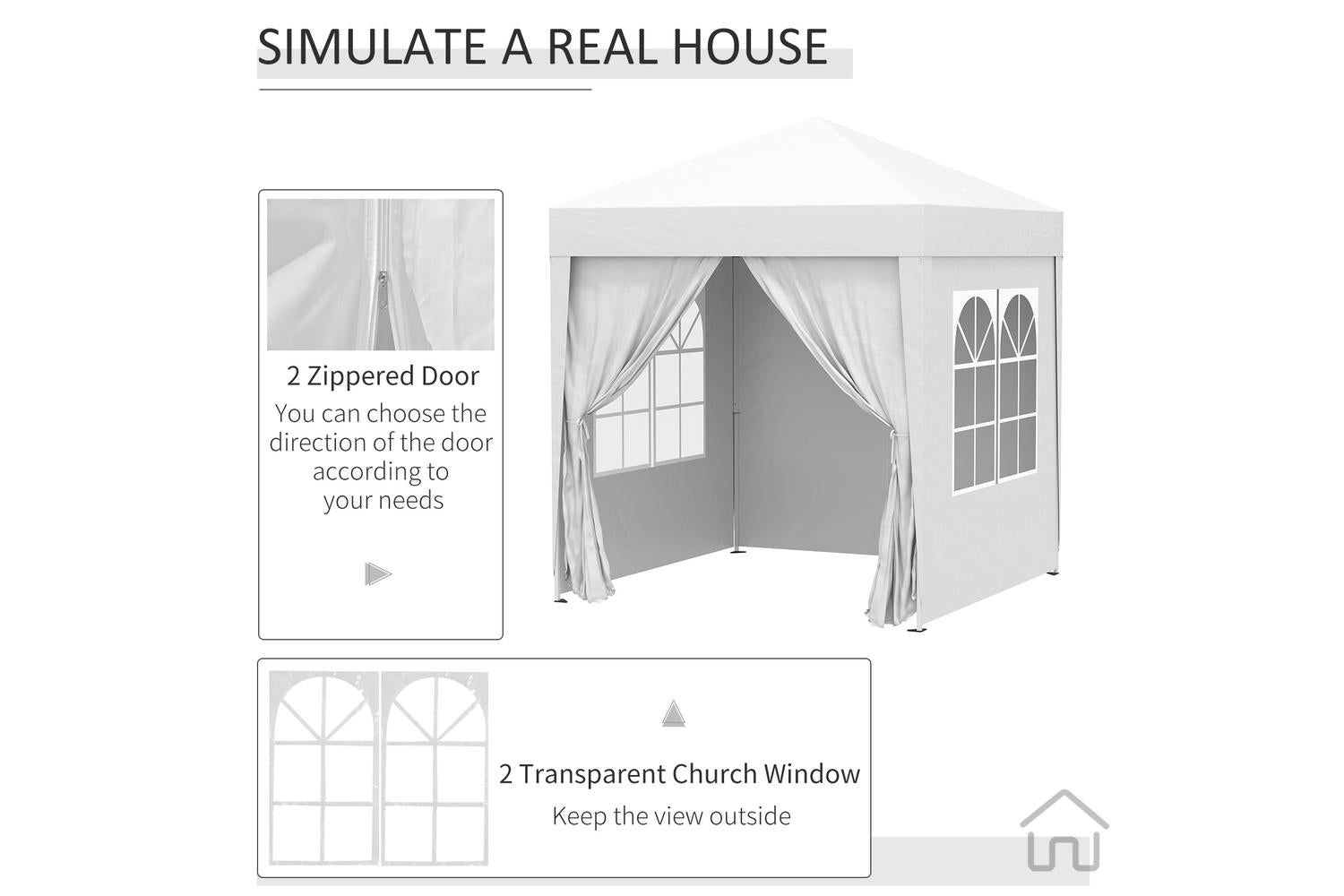 Outsunny Pop Up Gazebo Canopy | White-5