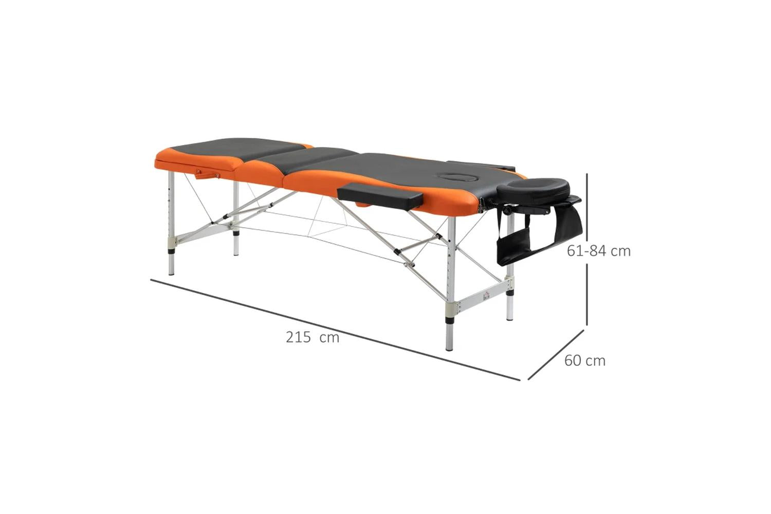 Homcom Professional Portable Massage Table with Headrest | Black/Orange-3