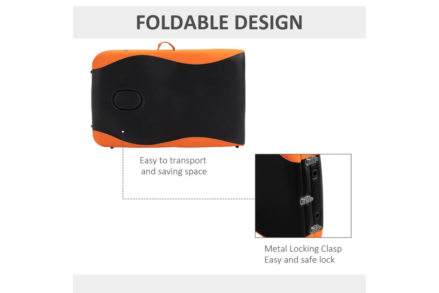 Homcom Professional Portable Massage Table with Headrest | Black/Orange-7