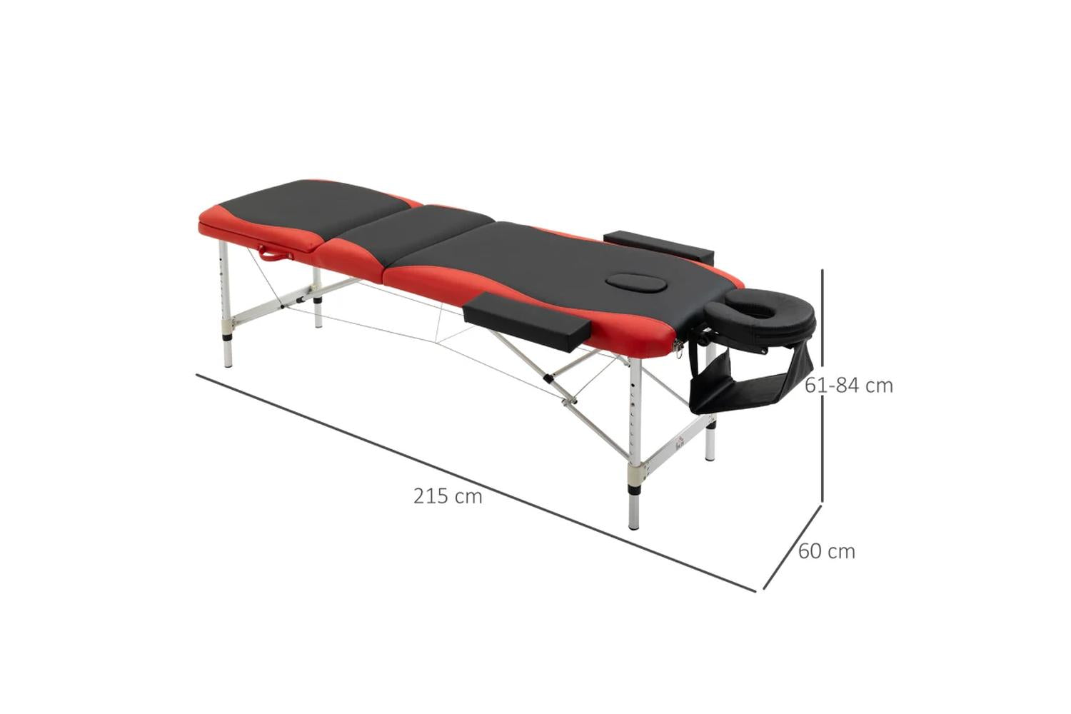 Homcom Professional Portable Massage Table with Headrest | Black/Red-3