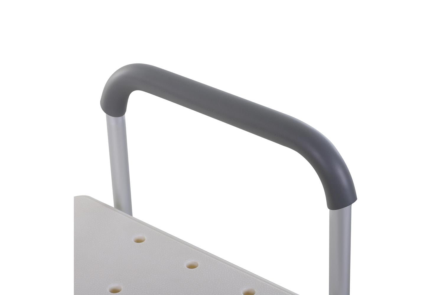Homcom Adjustable Shower Chair with Back and Handles | White/Silver-8