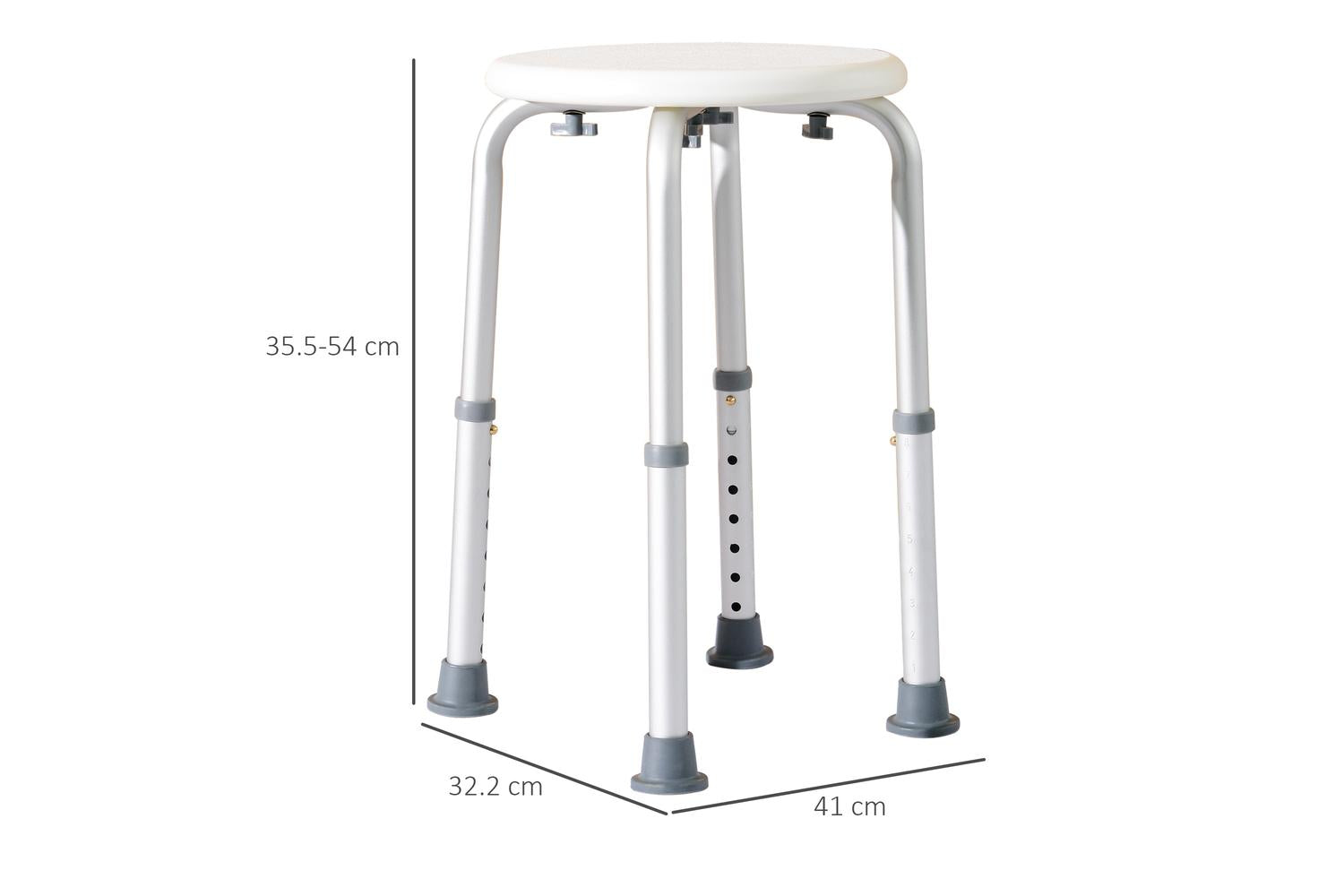 Homcom Adjustable Shower Stool for Elderly | Cream White-2