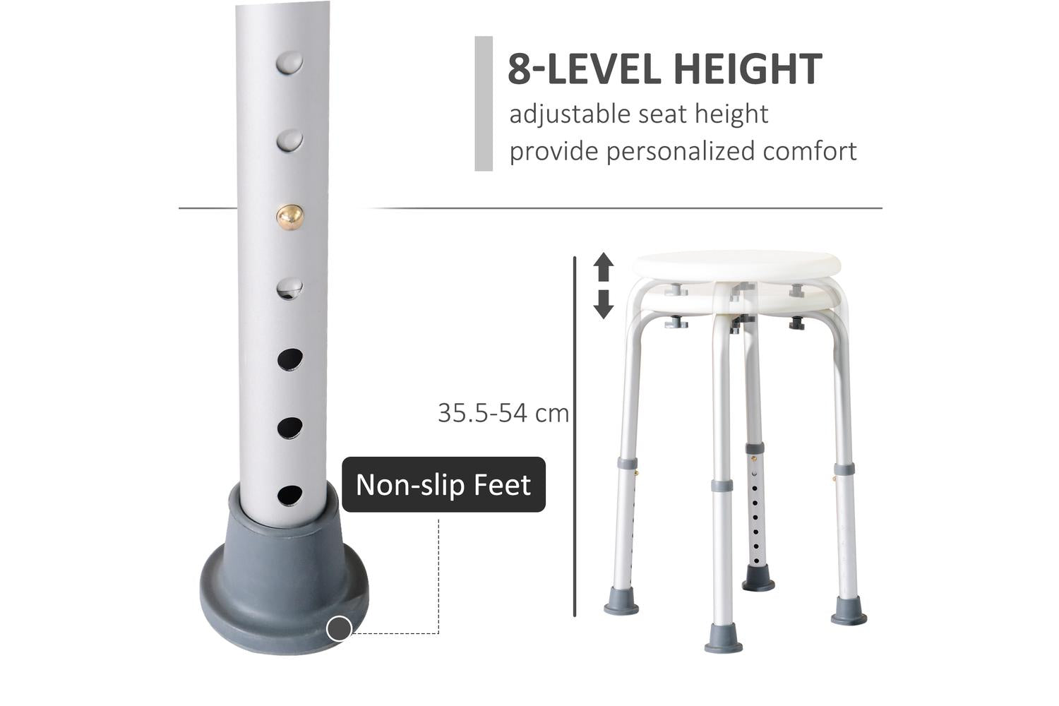 Homcom Adjustable Shower Stool for Elderly | Cream White-3