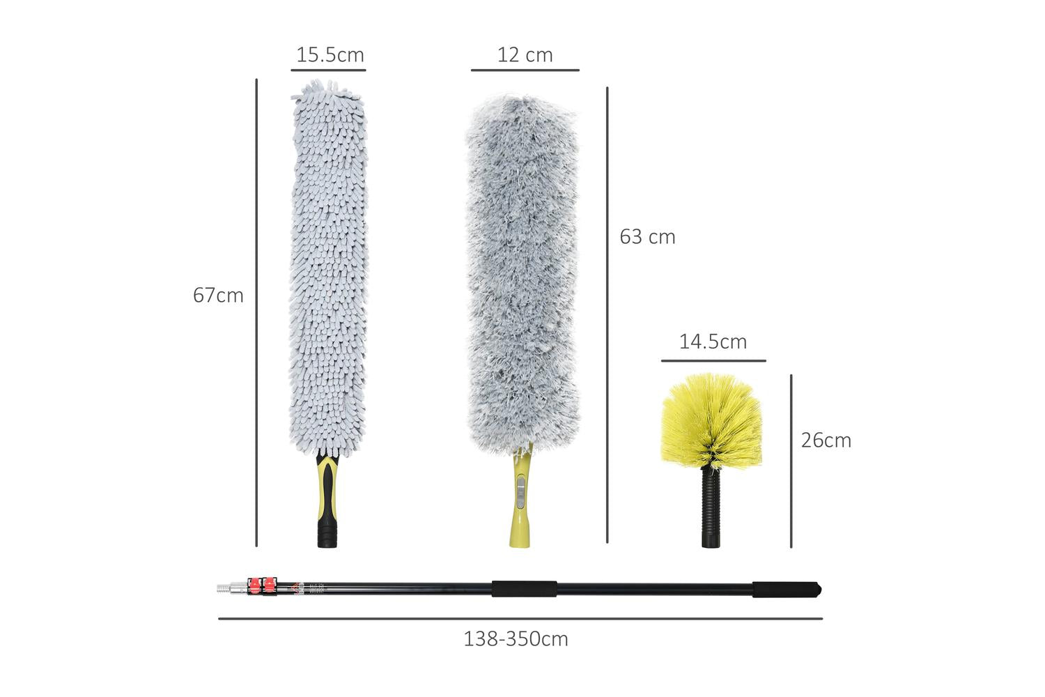 Homcom Extendable Duster Cleaning Kit | Yellow/Grey-2