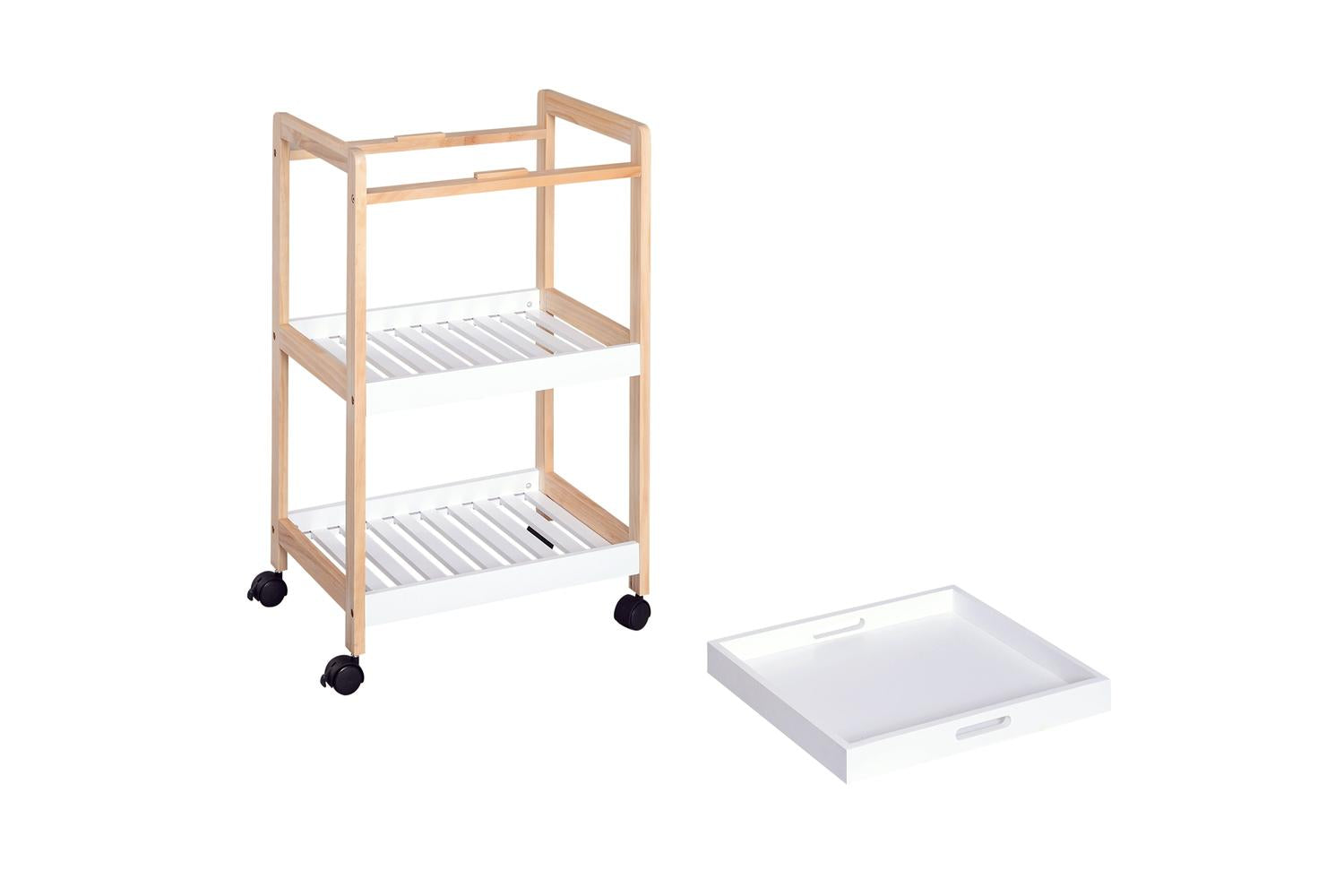 Homcom Mobile Kitchen Trolley Cart | White/Natural-8