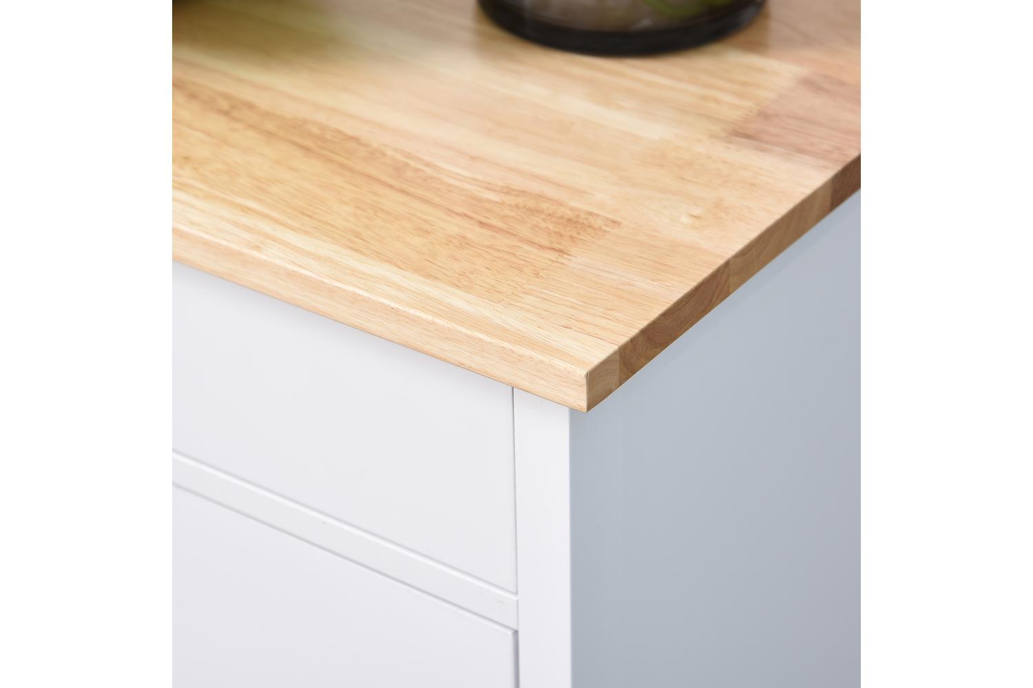 Homcom MDF Kitchen Storage Trolley Cart | White/Natural-7
