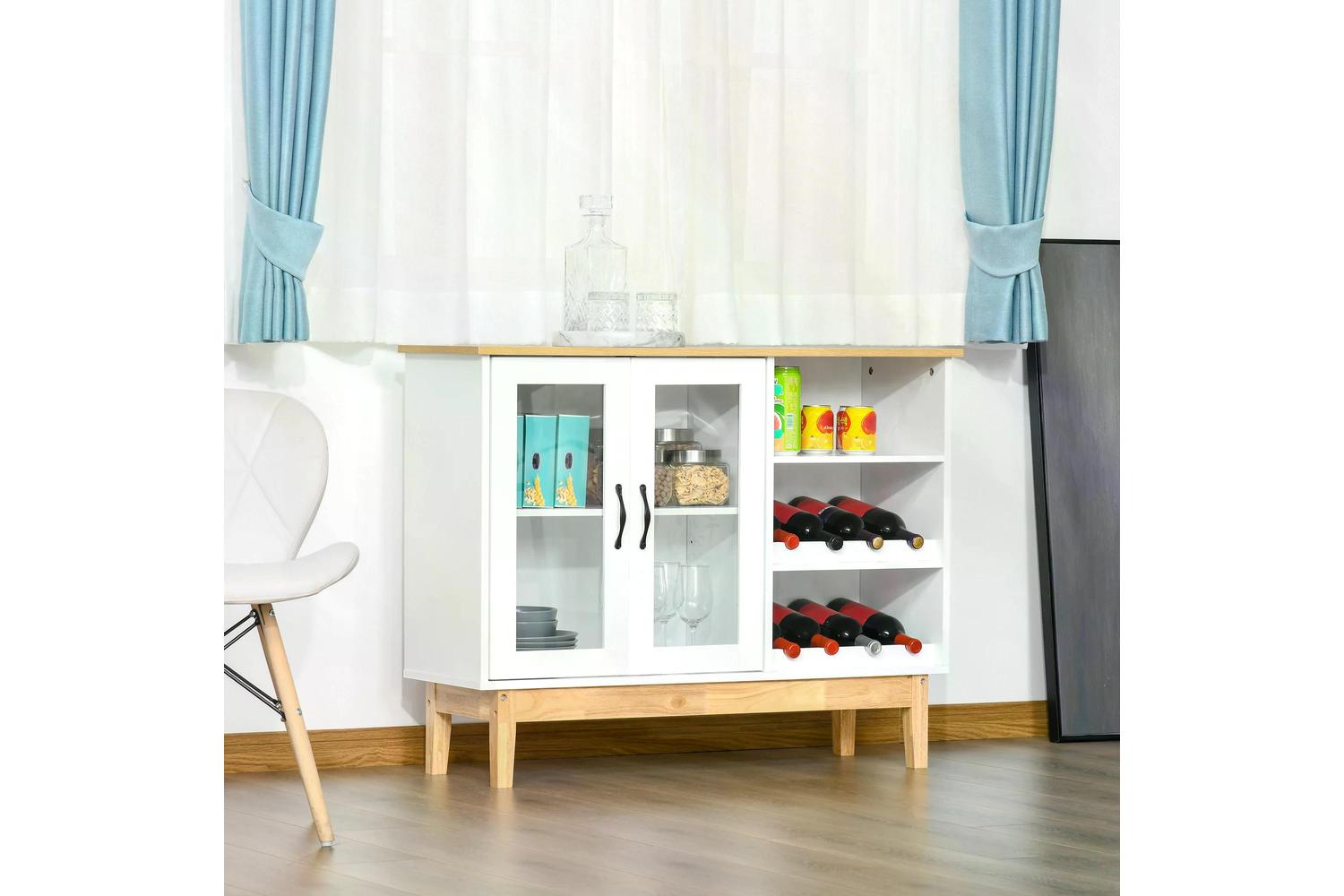 Homcom Freestanding Wine Cabinet | White Oak