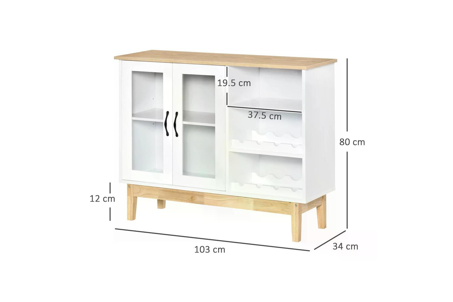 Homcom Freestanding Wine Cabinet | White Oak-2