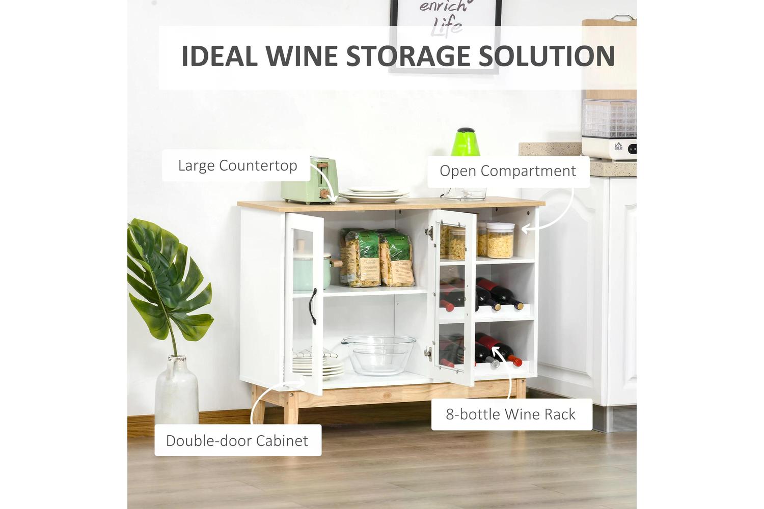 Homcom Freestanding Wine Cabinet | White Oak-3