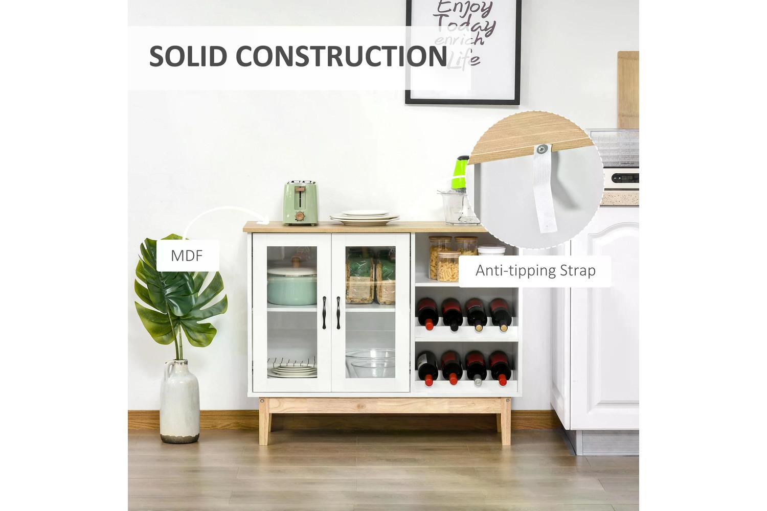 Homcom Freestanding Wine Cabinet | White Oak-6