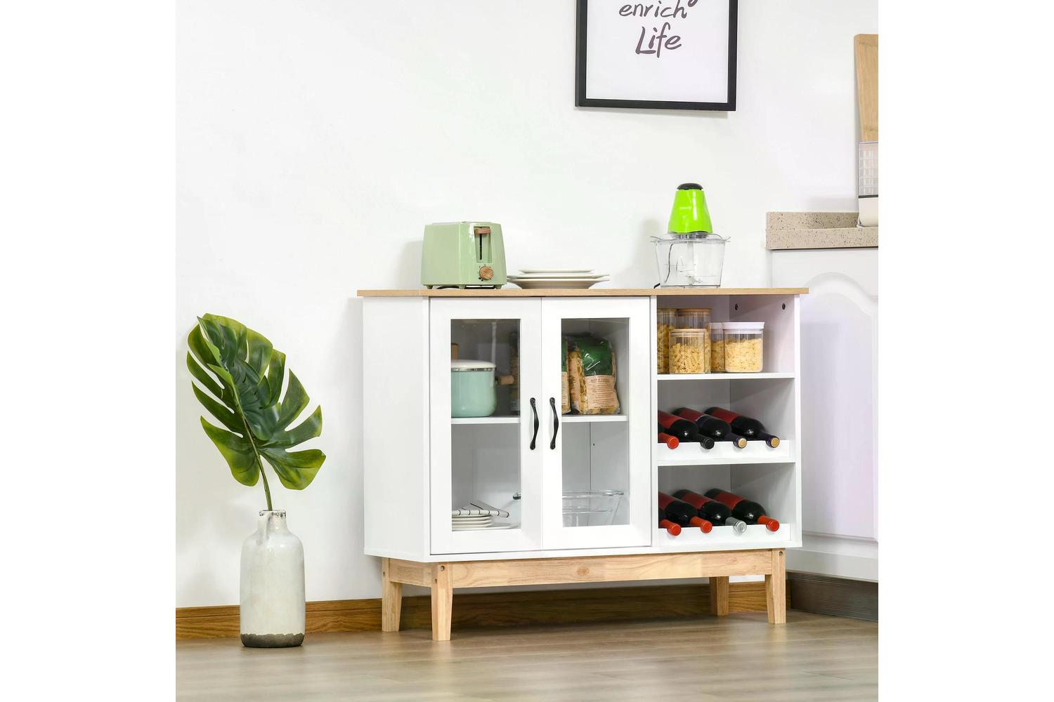 Homcom Freestanding Wine Cabinet | White Oak-7