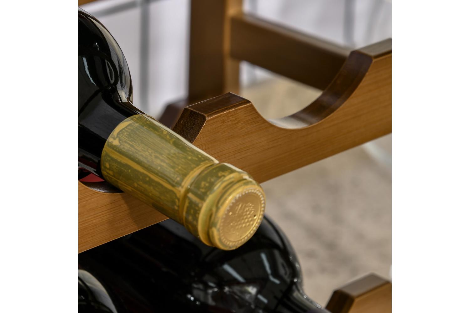Homcom Freestanding Bamboo Wine Rack with 16 Bottles Holder | Brown-7