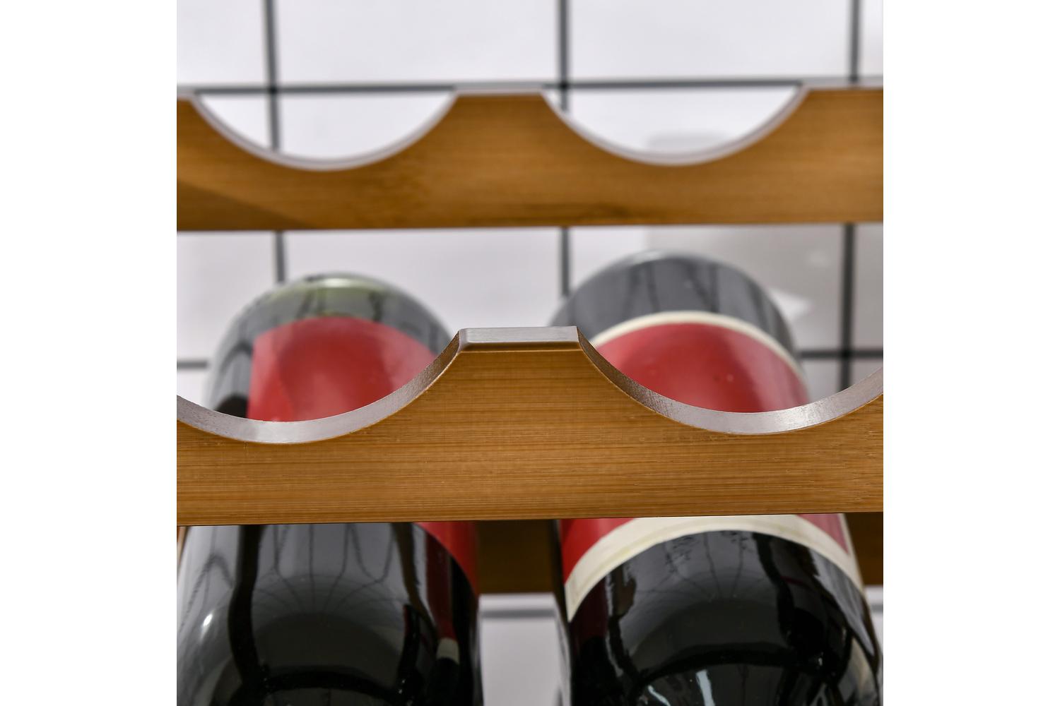 Homcom Freestanding Bamboo Wine Rack with 16 Bottles Holder | Brown-8