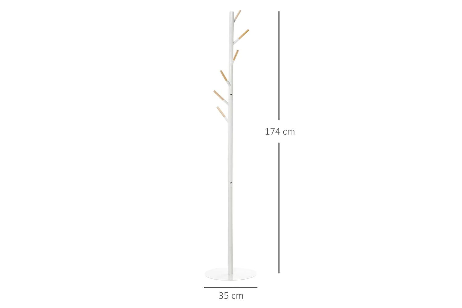 Homcom Freestanding Coat Rack with Hat Stand | White-2