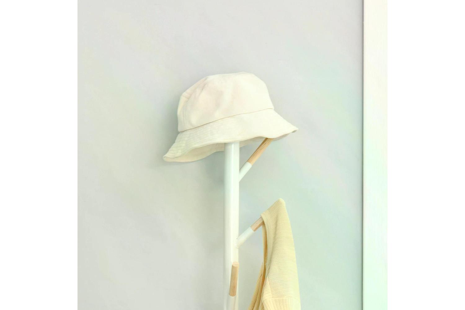 Homcom Freestanding Coat Rack with Hat Stand | White-6