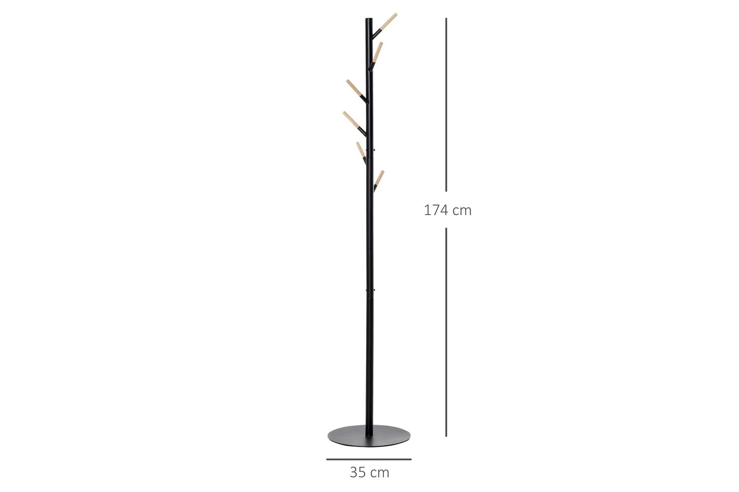 Homcom Freestanding Coat Rack with Hat Stand | Black-2
