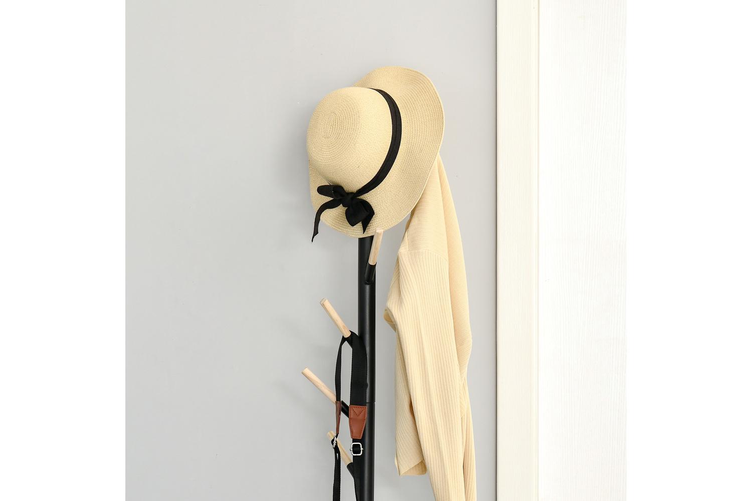 Homcom Freestanding Coat Rack with Hat Stand | Black-7
