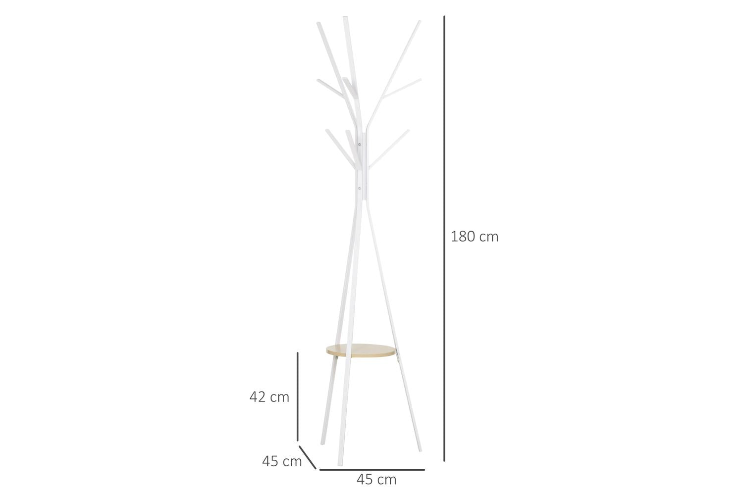 Homcom Free Standing Coat Rack with Shelf Holder Stand | White-2