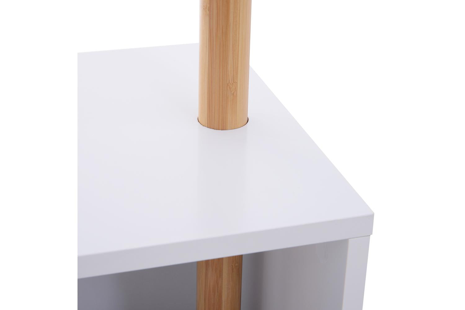 Homcom Coat Rack Storage Bench | White/Natural Wood-6
