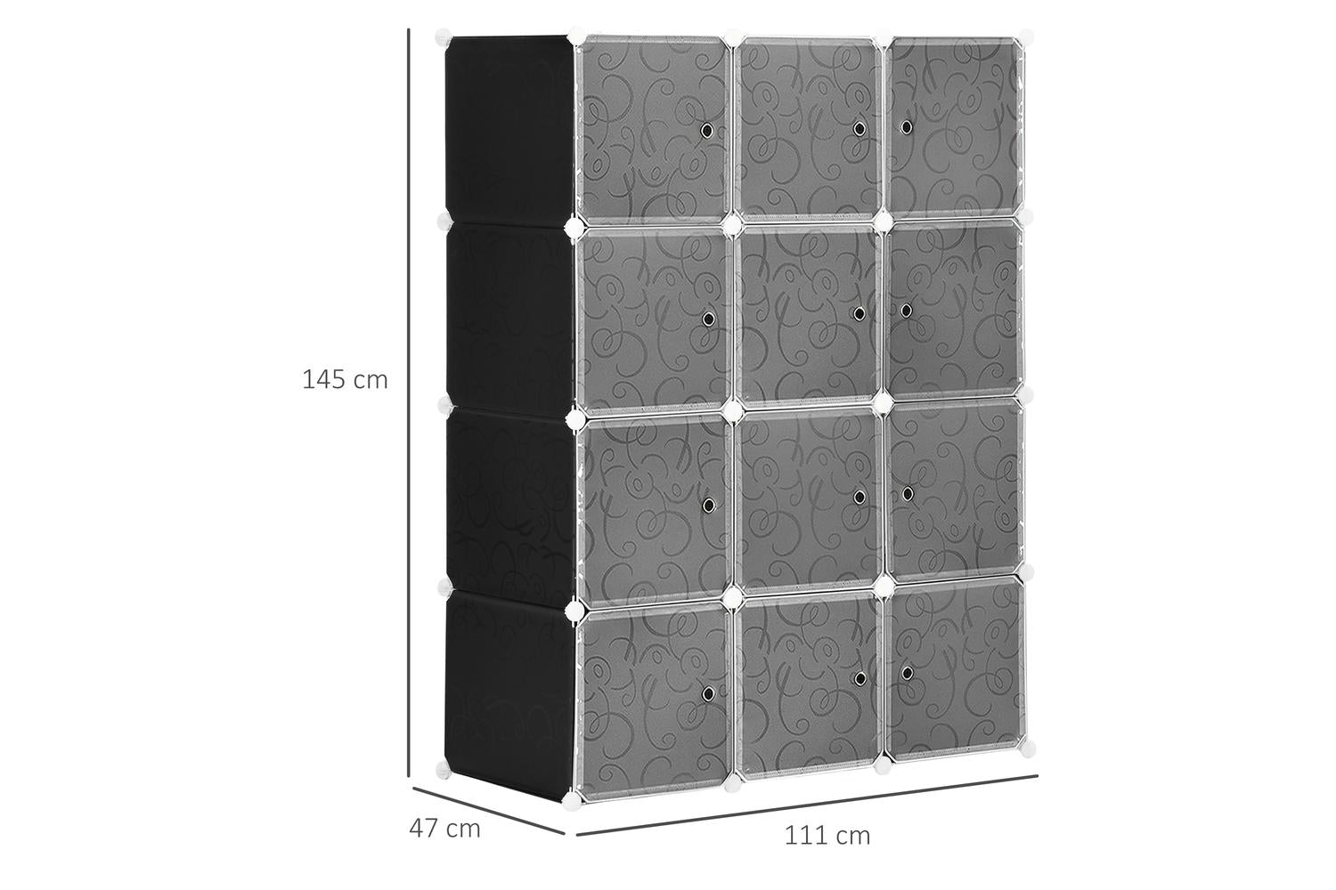 Homcom Plastic Storage Drawers for Clothes | Black/White-2