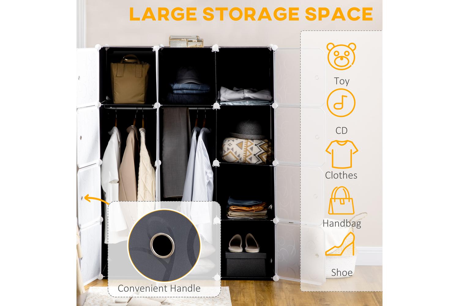 Homcom Plastic Storage Drawers for Clothes | Black/White-3