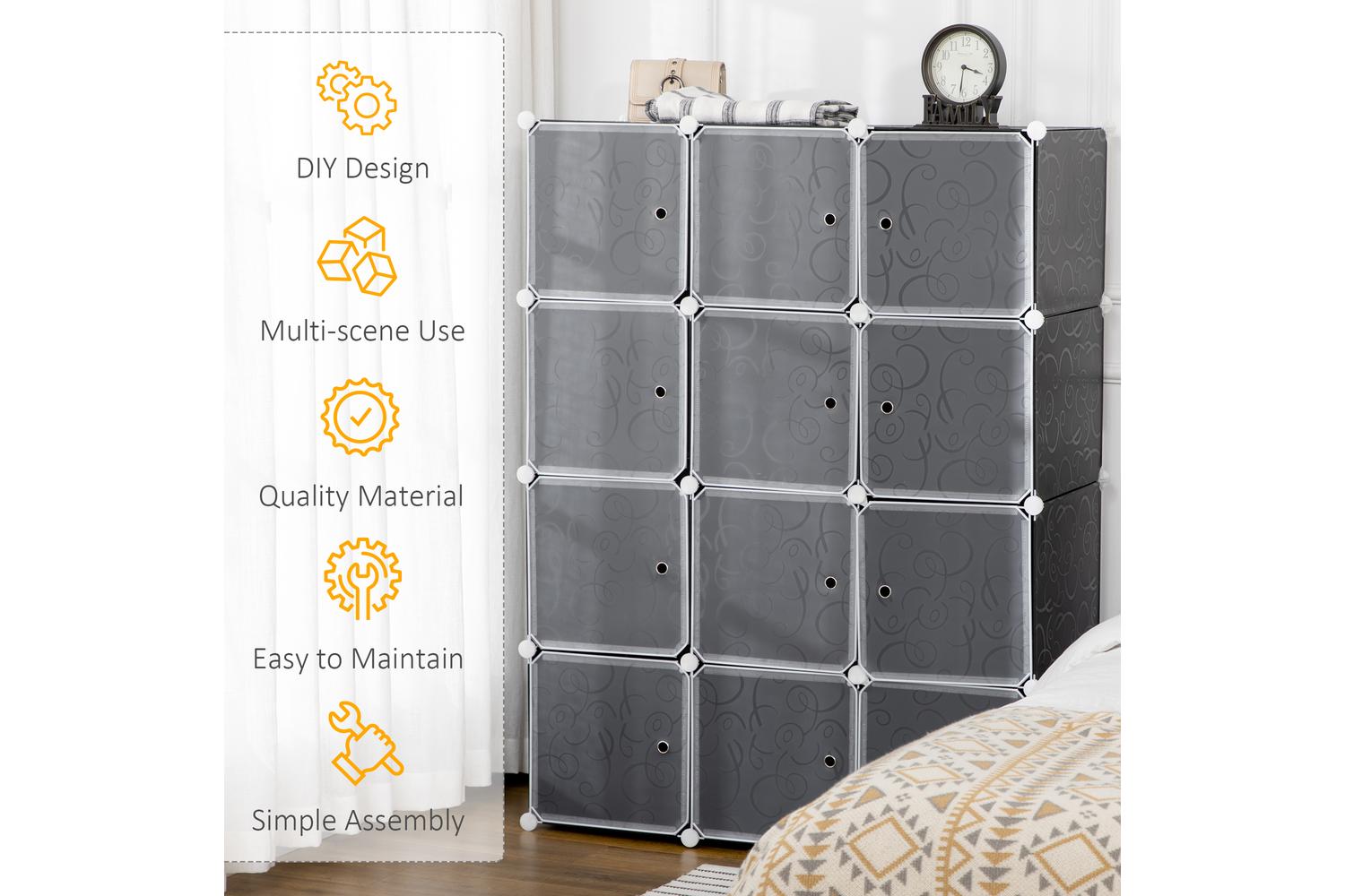 Homcom Plastic Storage Drawers for Clothes | Black/White-5