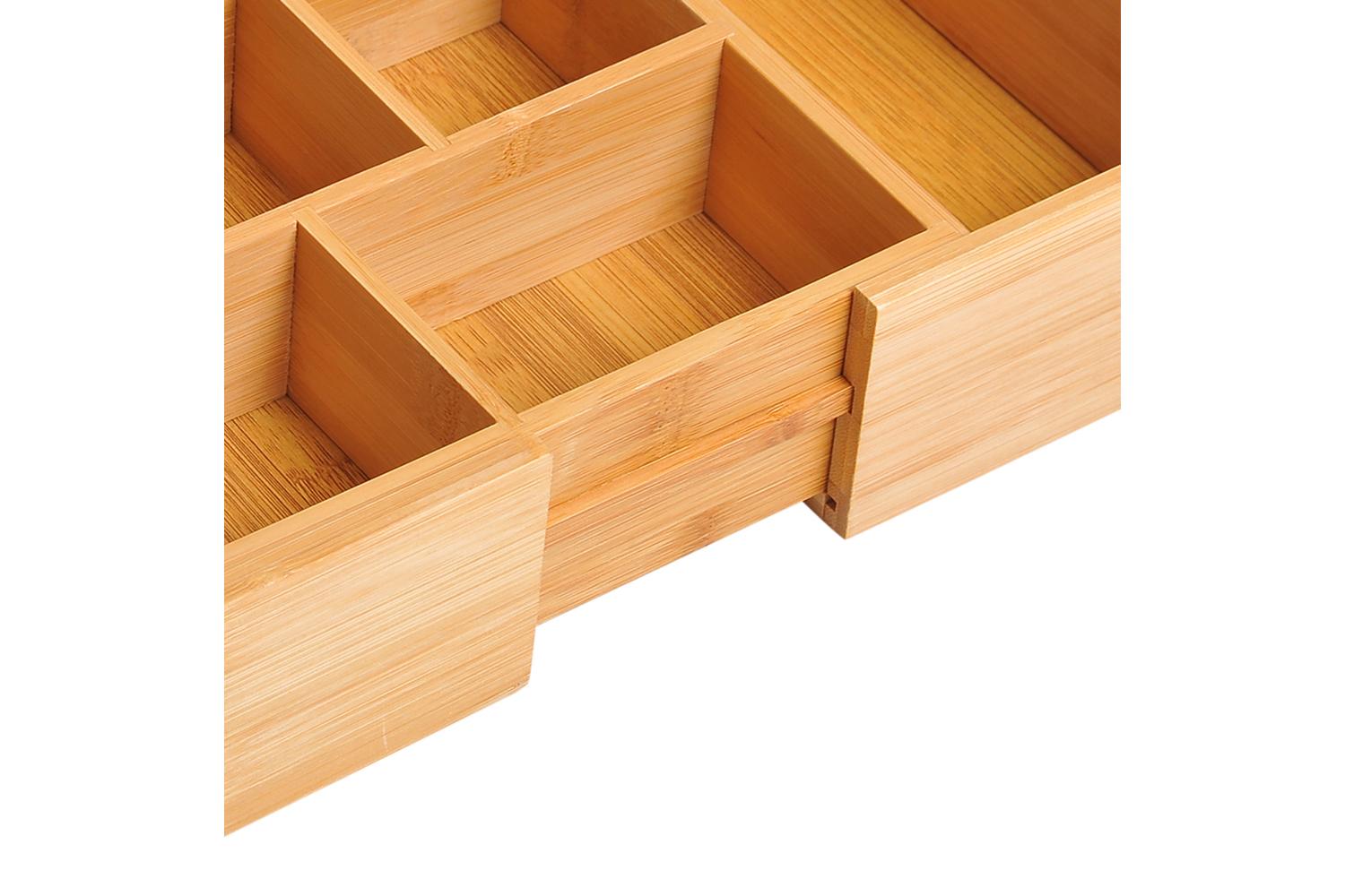 Homcom Expandable Drawer Inserts Wooden Storage Holder Kitchen |  Bamboo-6
