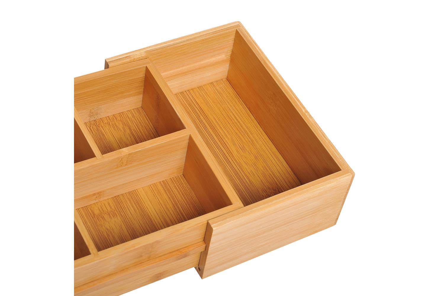 Homcom Expandable Drawer Inserts Wooden Storage Holder Kitchen |  Bamboo-7