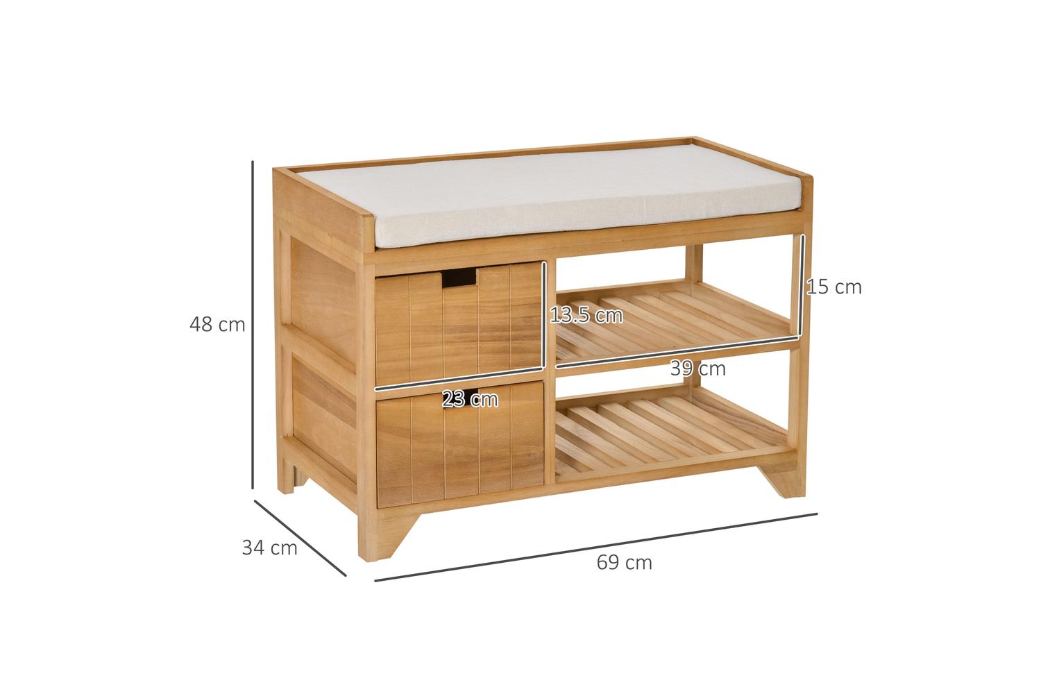 Homcom Hallway Shoe Bench Storage | Natural Wood-2