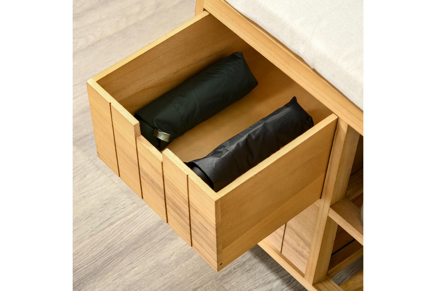 Homcom Hallway Shoe Bench Storage | Natural Wood-6