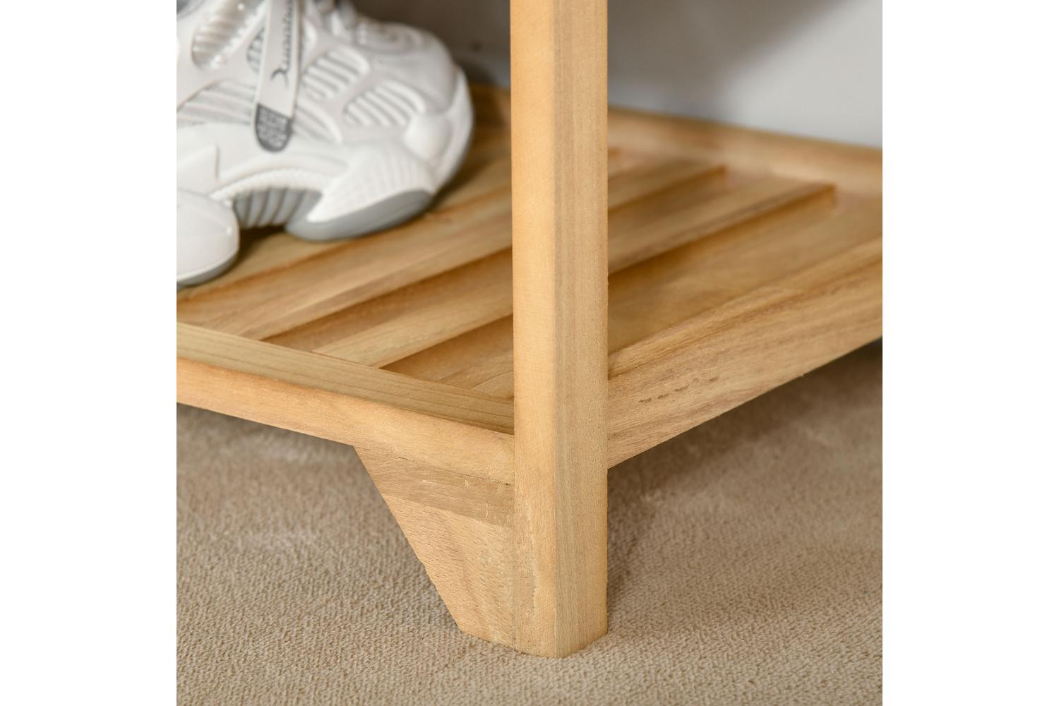 Homcom Hallway Shoe Bench Storage | Natural Wood-7