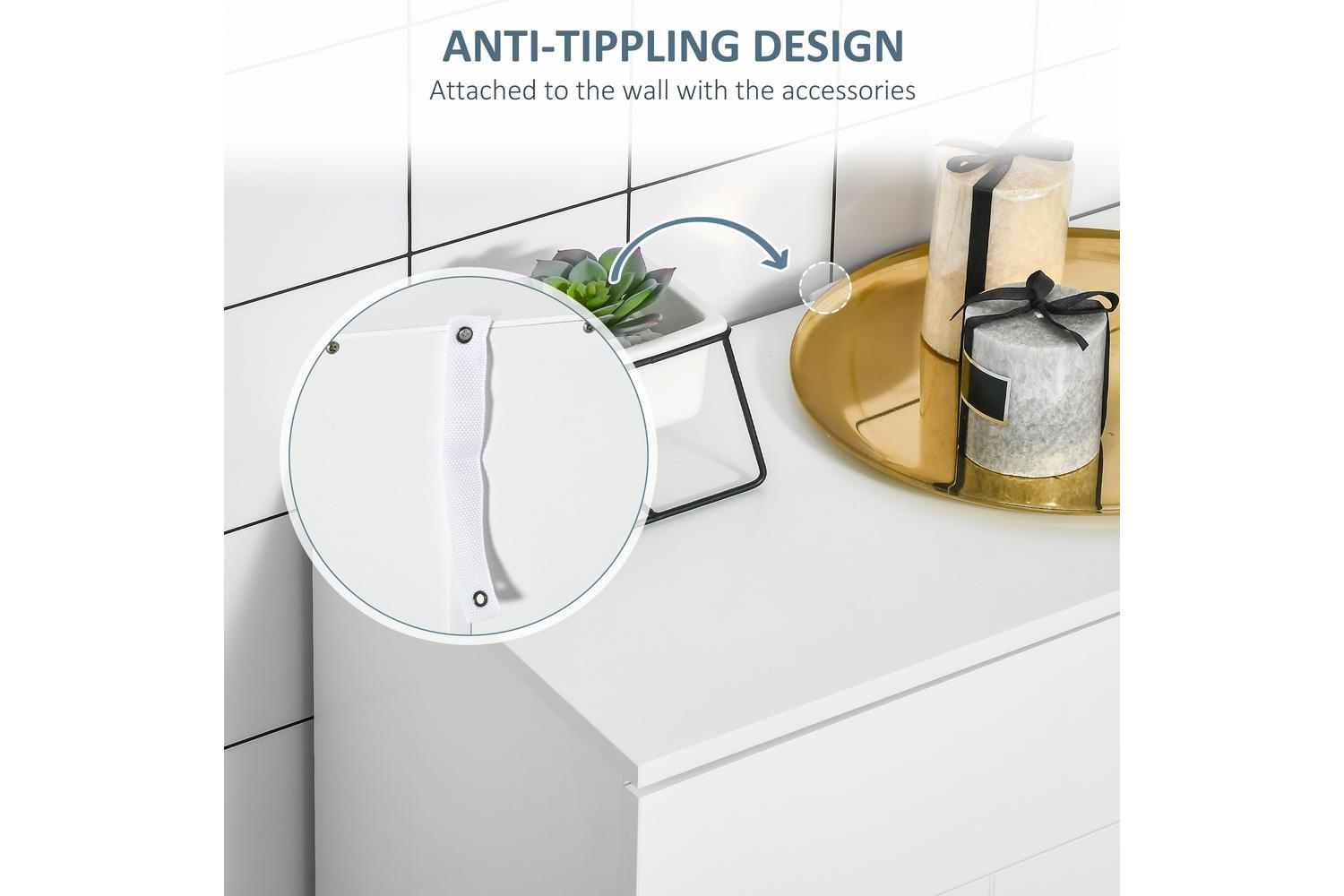 Kleankin Modern Freestanding Bathroom Floor Cabinet | White-3