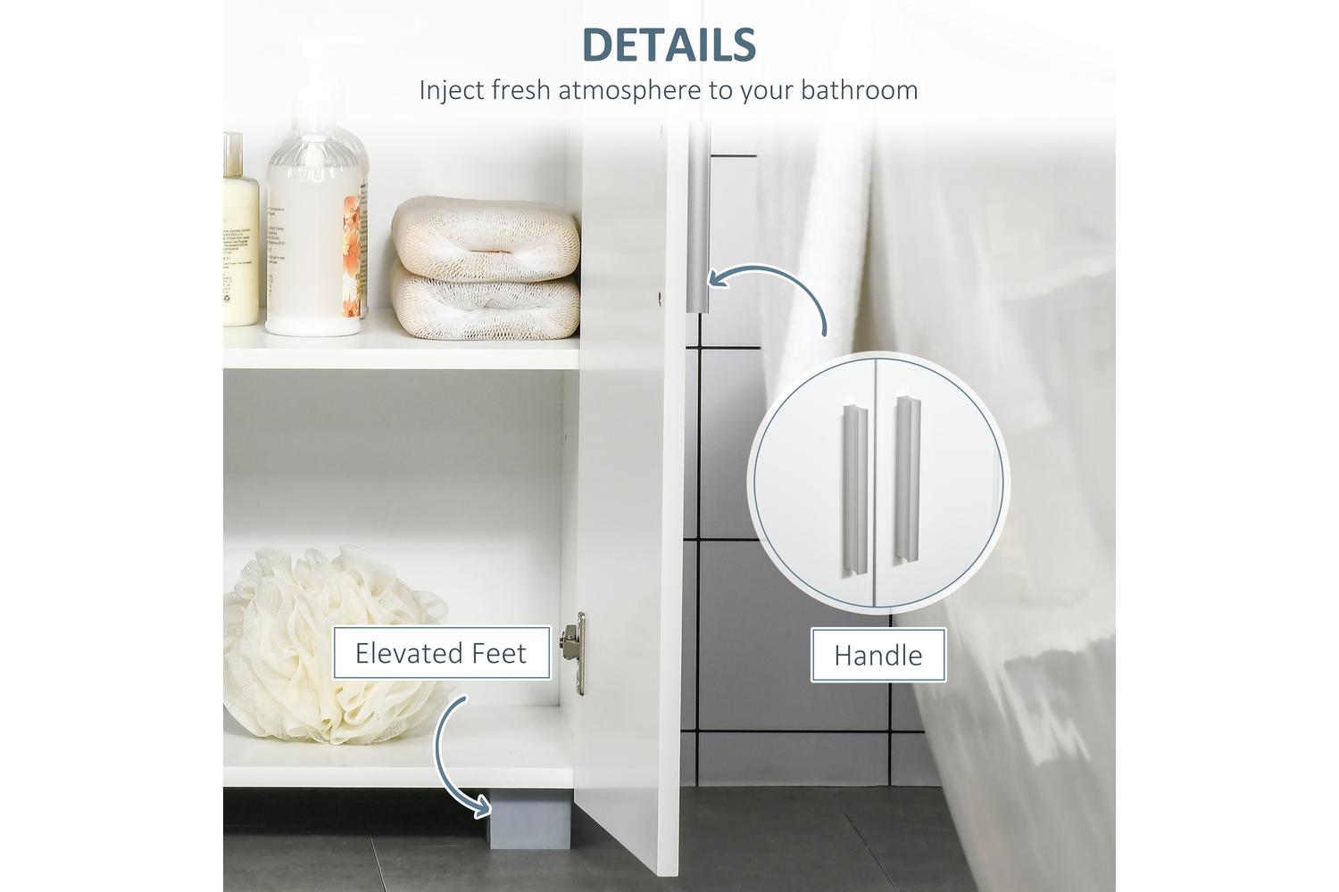 Kleankin Modern Freestanding Bathroom Floor Cabinet | White-5