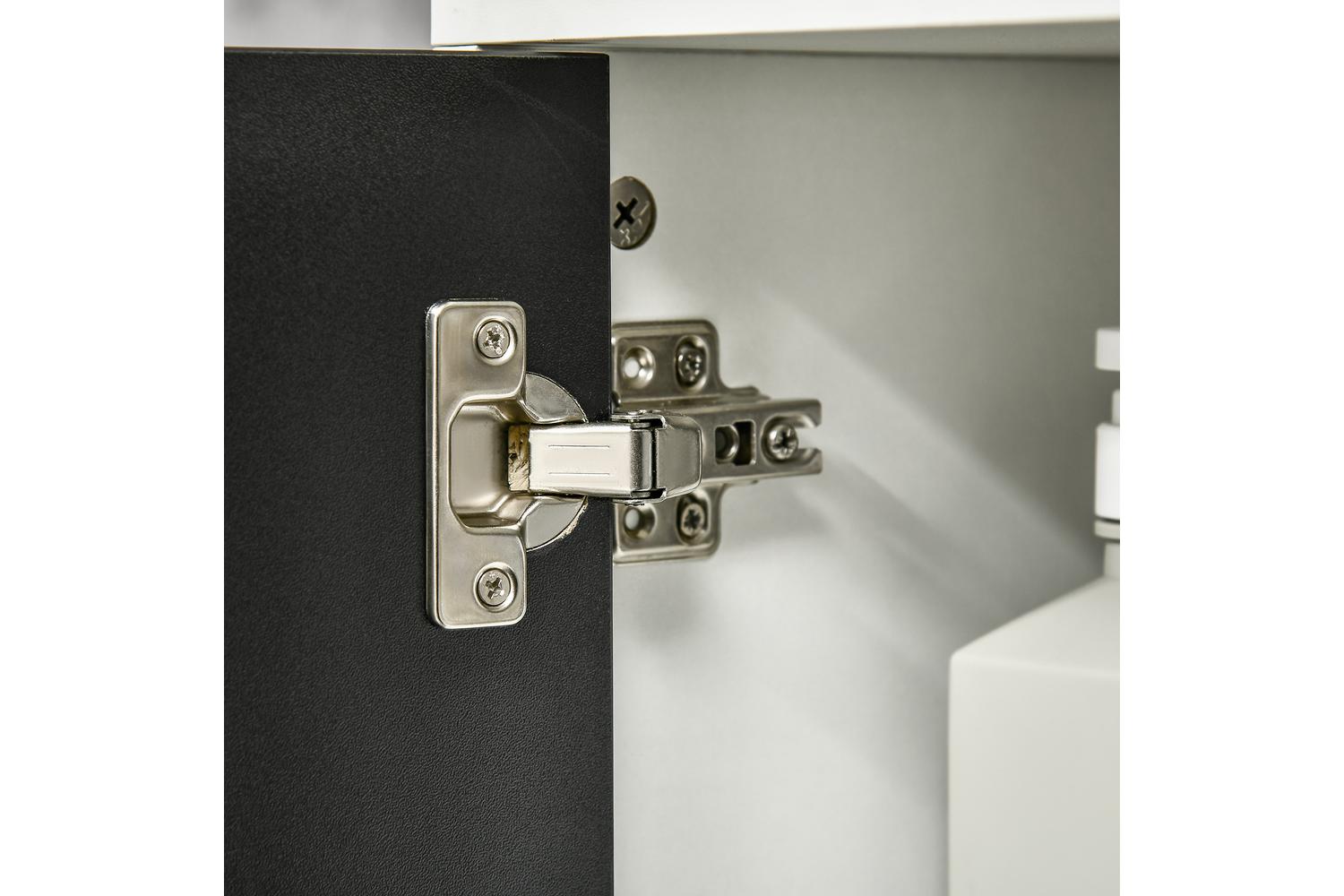 Kleankin Modern Adjustable Shelf Bathroom Sink Cabinet | White/Black/Natural-8