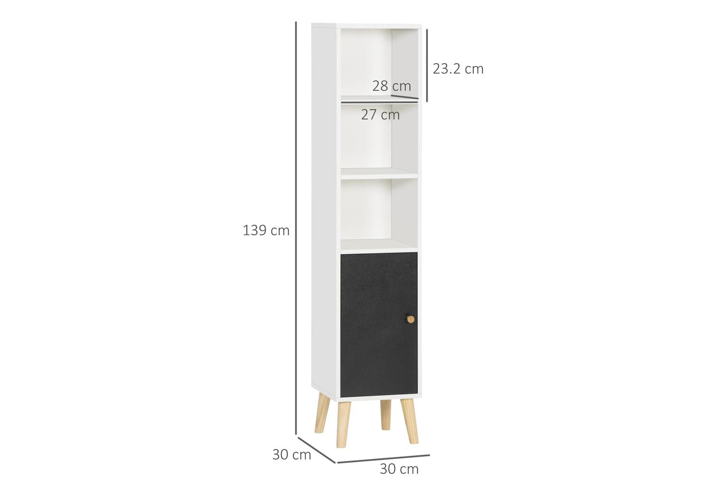 Kleankin Adjustable Shelves Bathroom Storage Cabinet | White-2