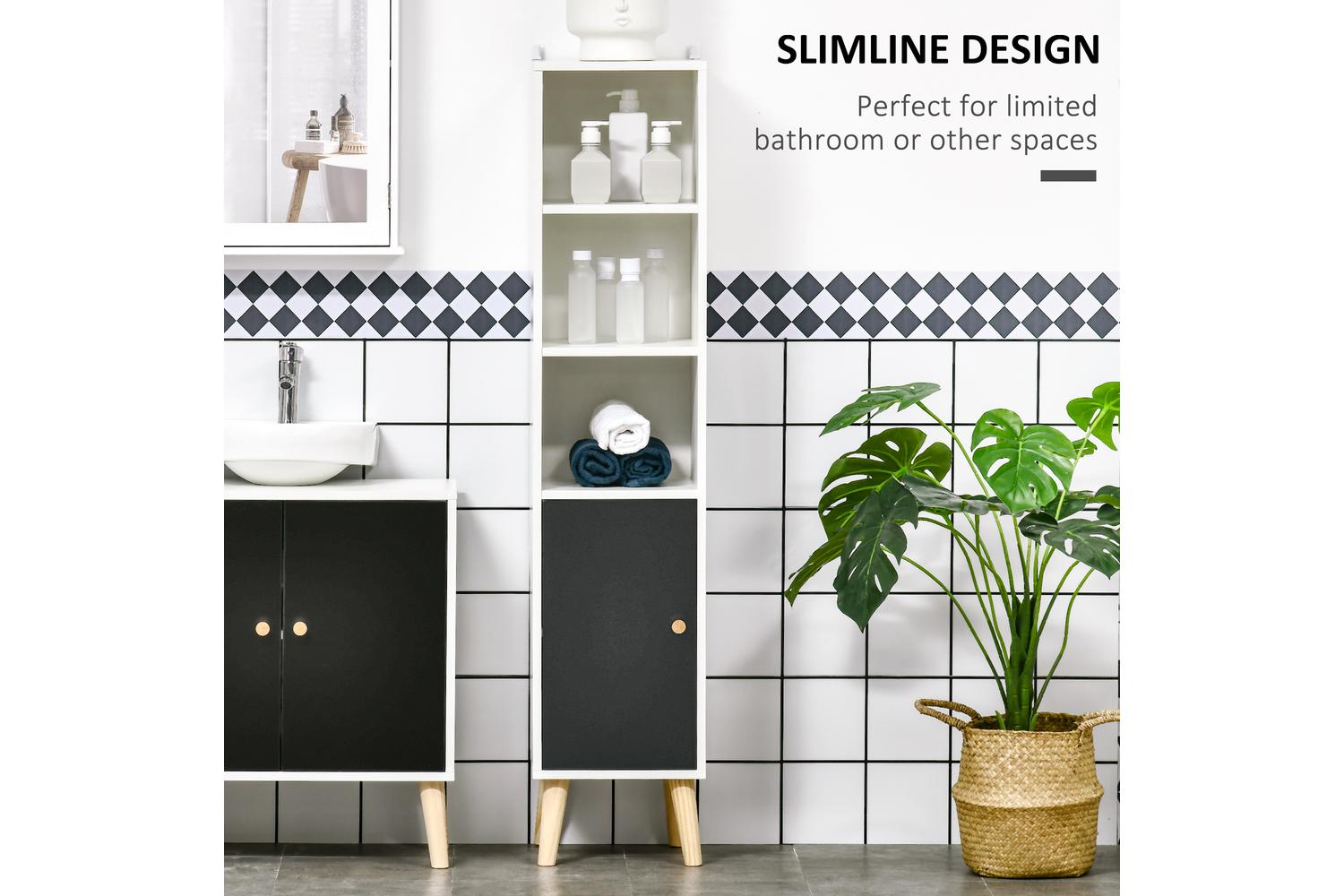Kleankin Adjustable Shelves Bathroom Storage Cabinet | White-3