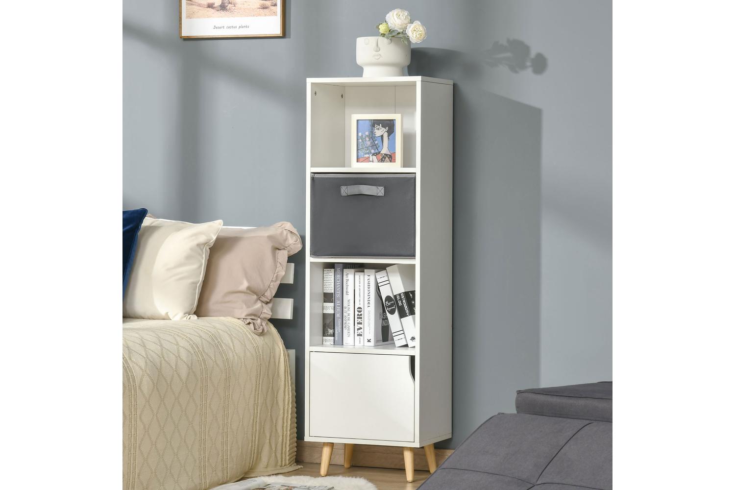 Homcom 3 Tier Bookcase with Doors | White