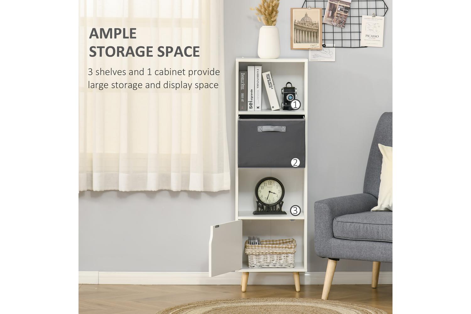 Homcom 3 Tier Bookcase with Doors | White-3