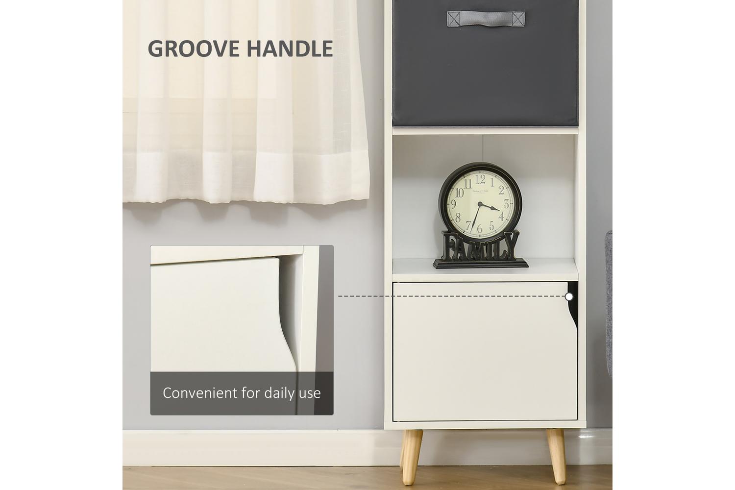 Homcom 3 Tier Bookcase with Doors | White-6