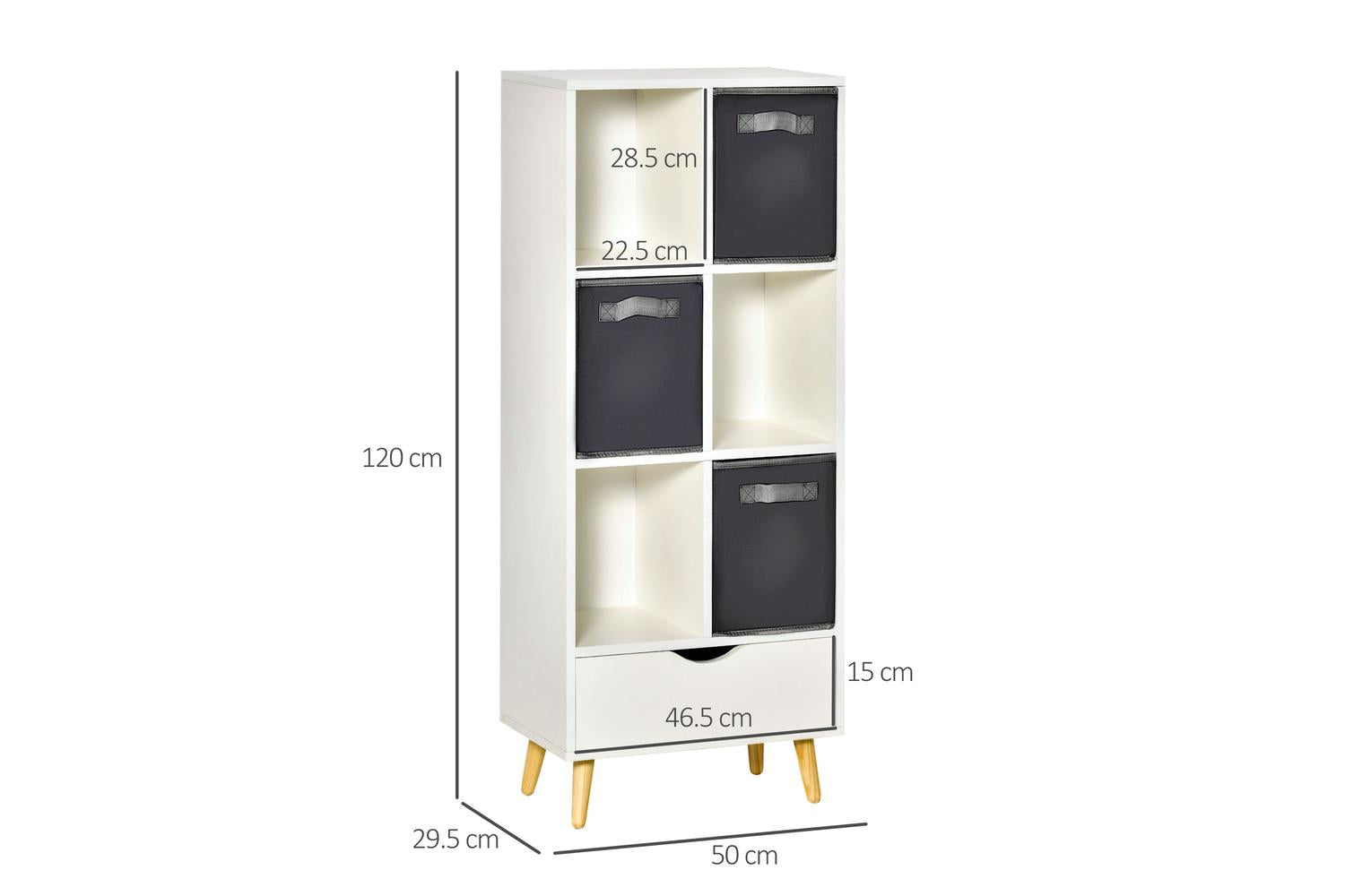 Homcom Modern Bookcase With 6 Cubes | White/Grey-2