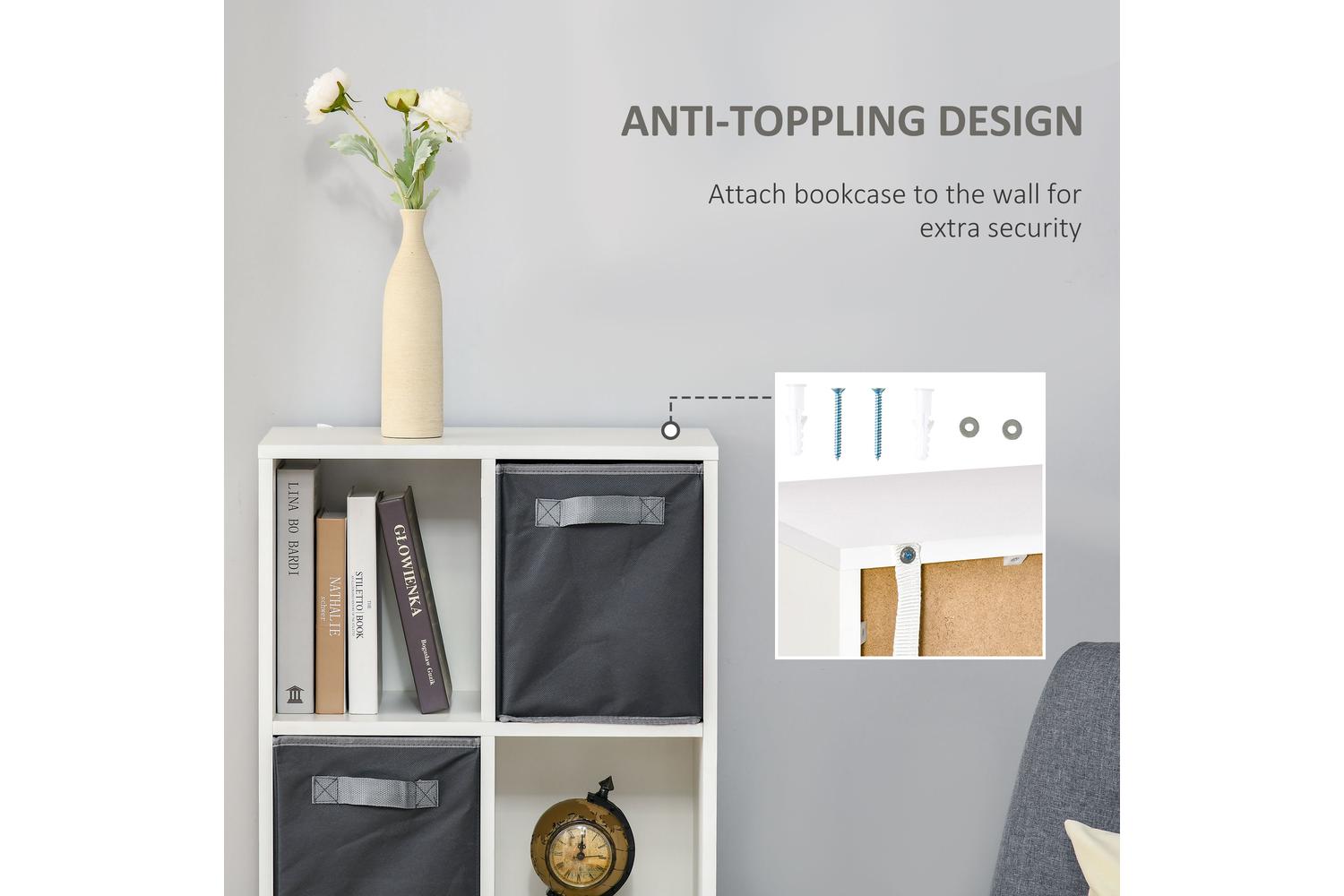 Homcom Modern Bookcase With 6 Cubes | White/Grey-4