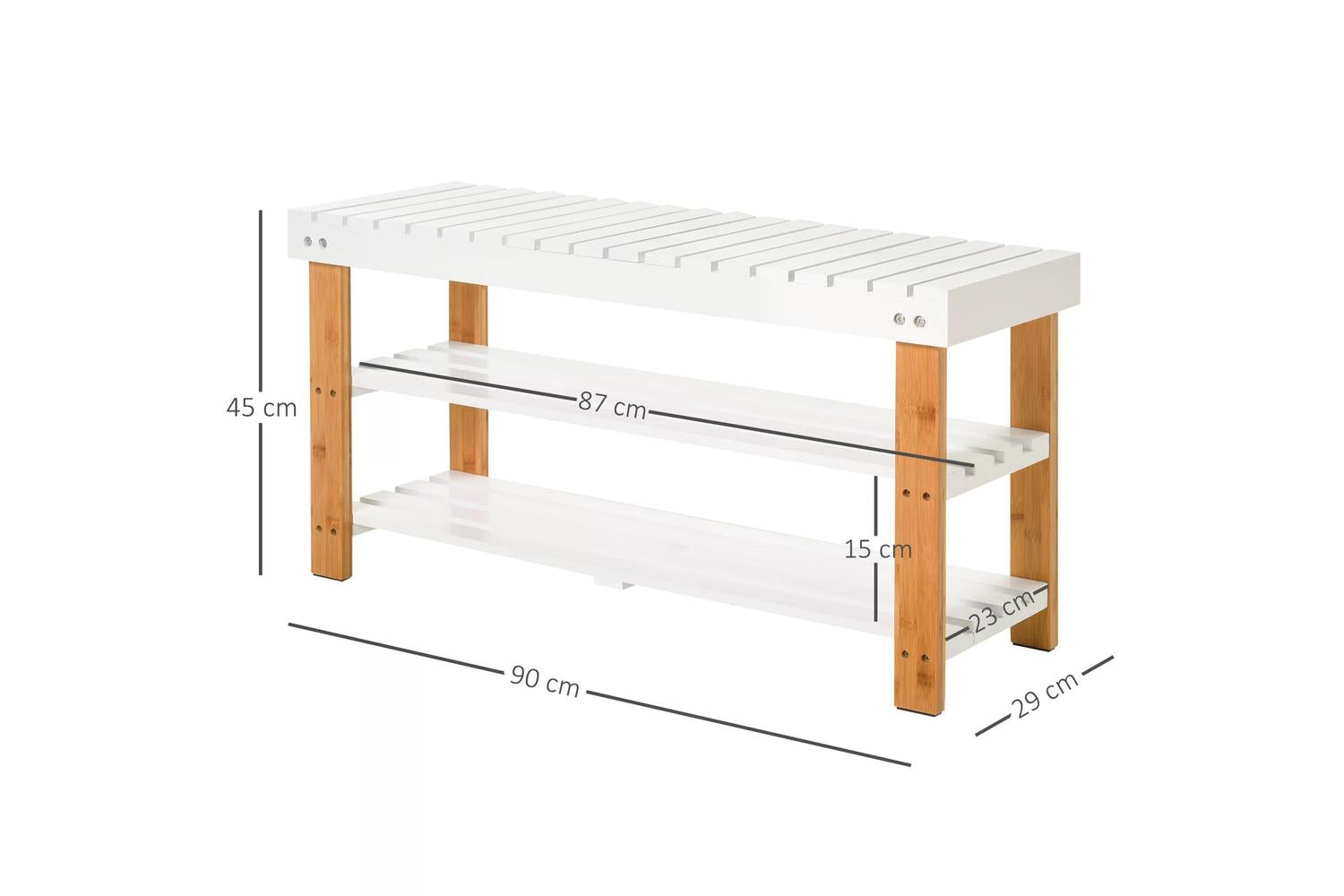Homcom Hidden Storage Slatted Shoe Rack | Brown/White-2