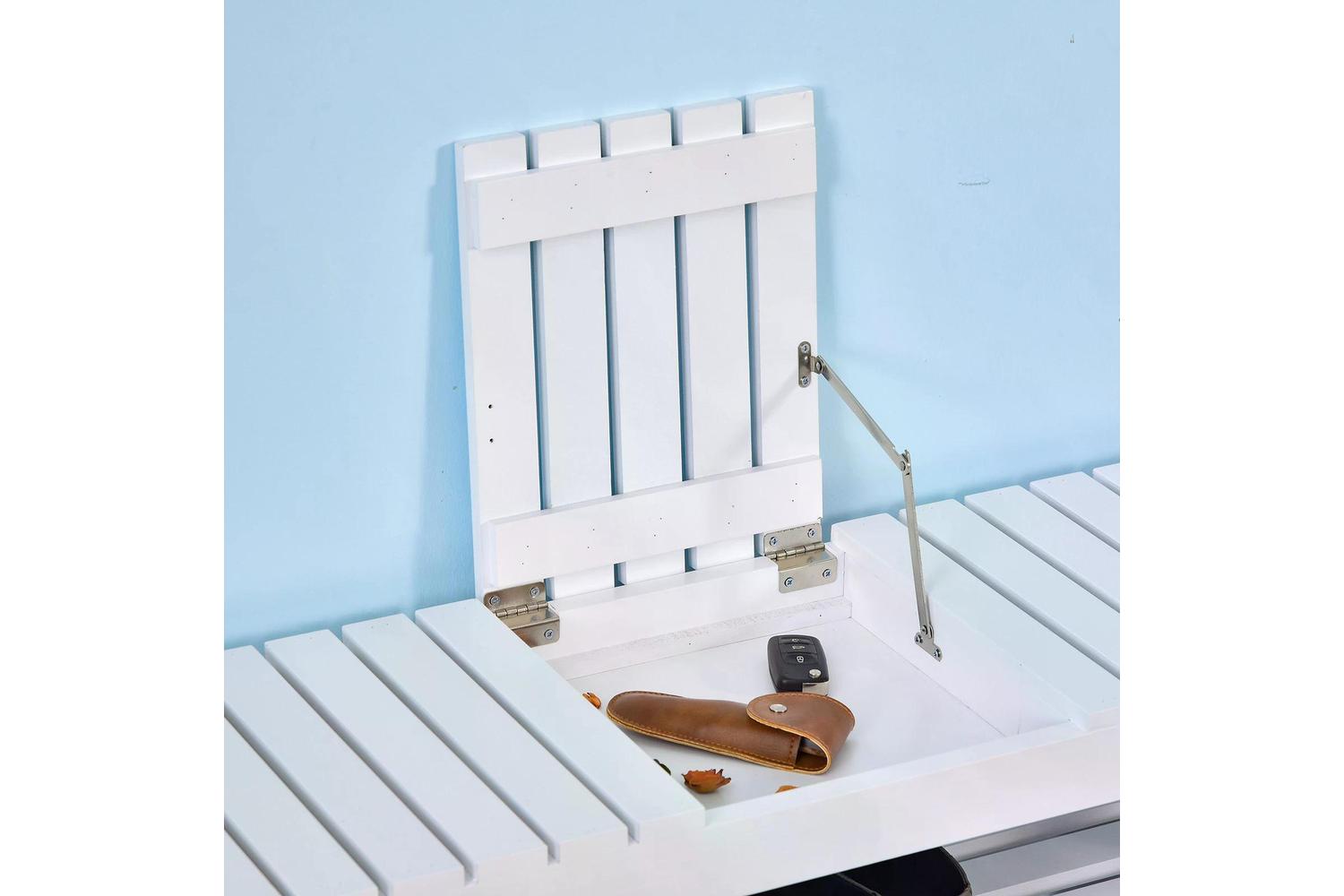Homcom Hidden Storage Slatted Shoe Rack | Brown/White-7
