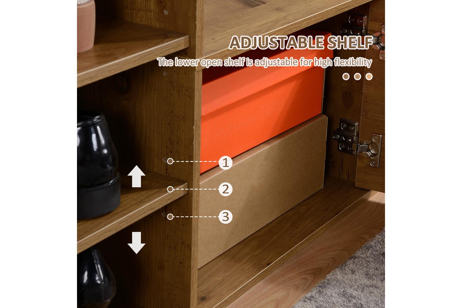 Homcom Coat Rack with Shoe Bench Set | Black/Natural-6