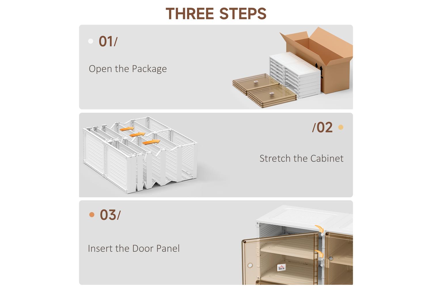 Homcom Portable Plastic Shoe Storage Cabinet with Ten Compartments | White/Brown-4