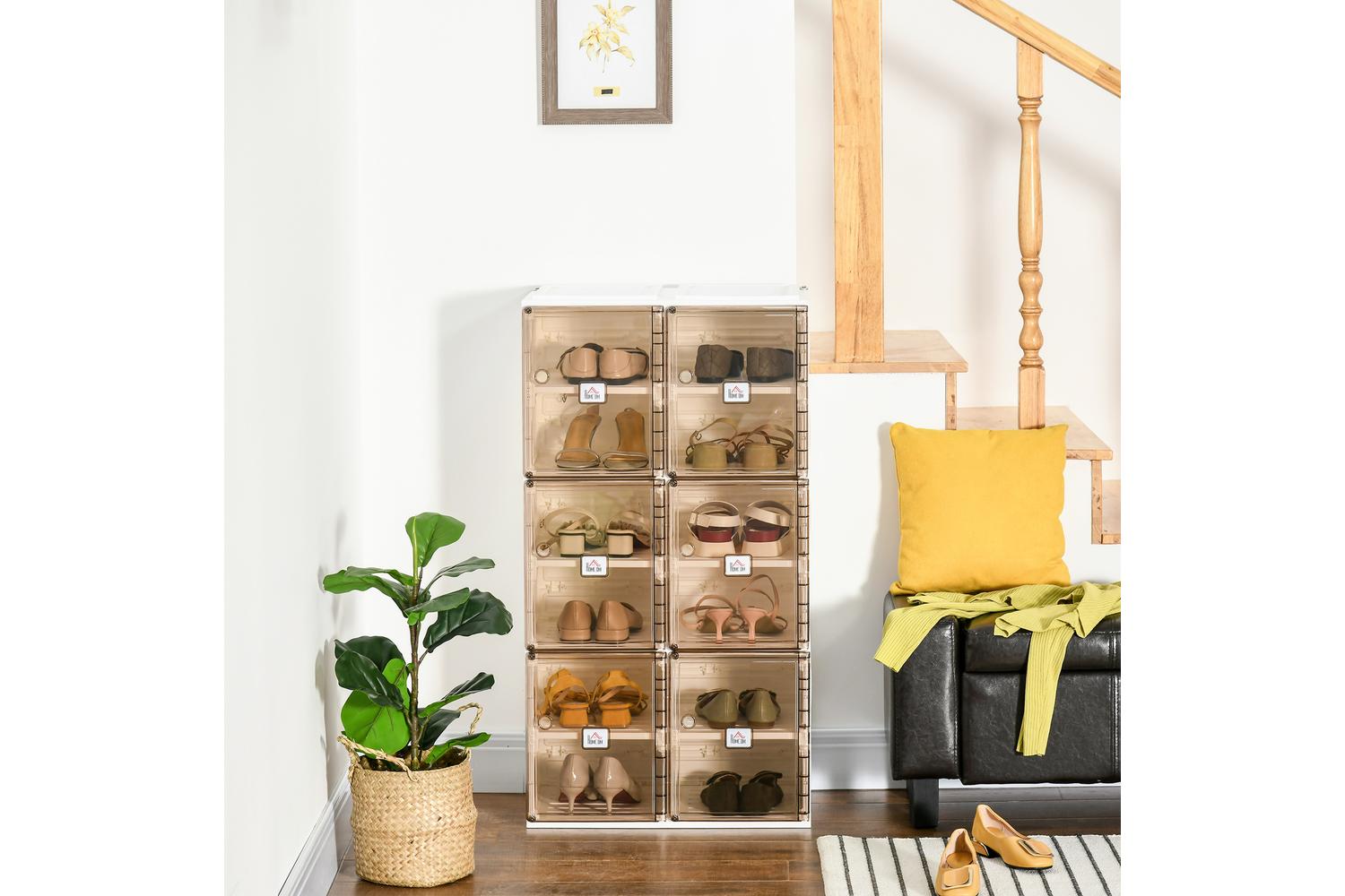 Homcom Portable Shoe Rack Organizer | White/Brown