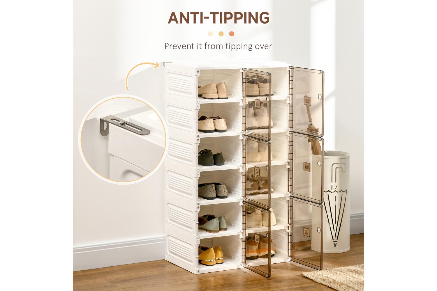 Homcom Portable Shoe Rack Organizer | White/Brown-6