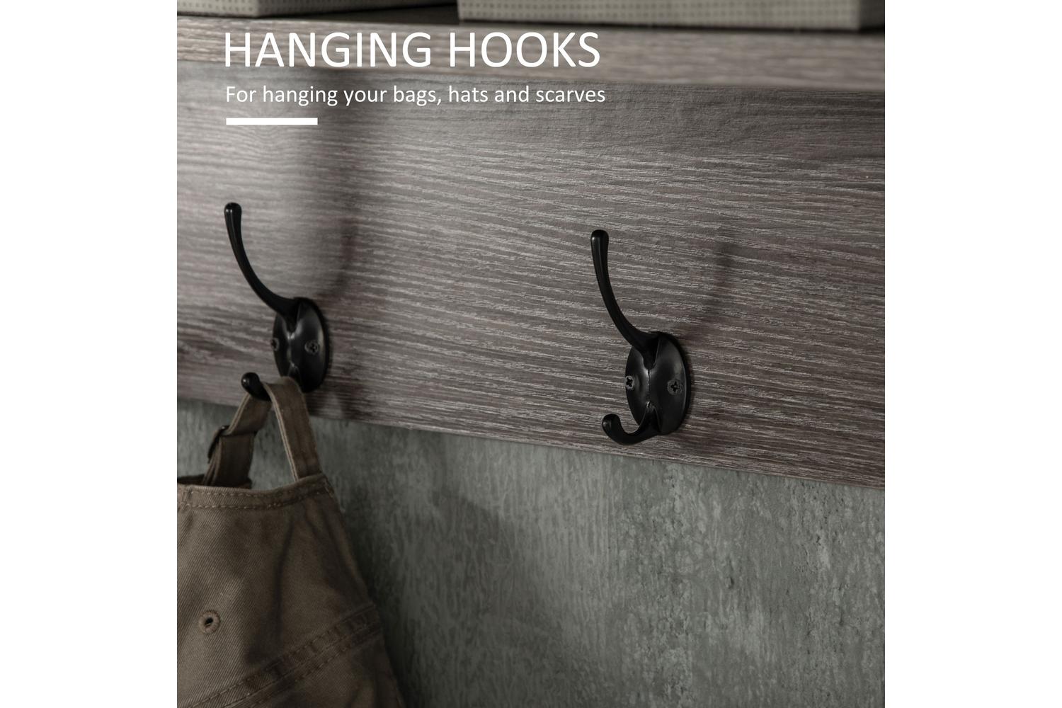 Homcom Wall-Mounted Coat Rack with Open Storage Shelf | Grey-4