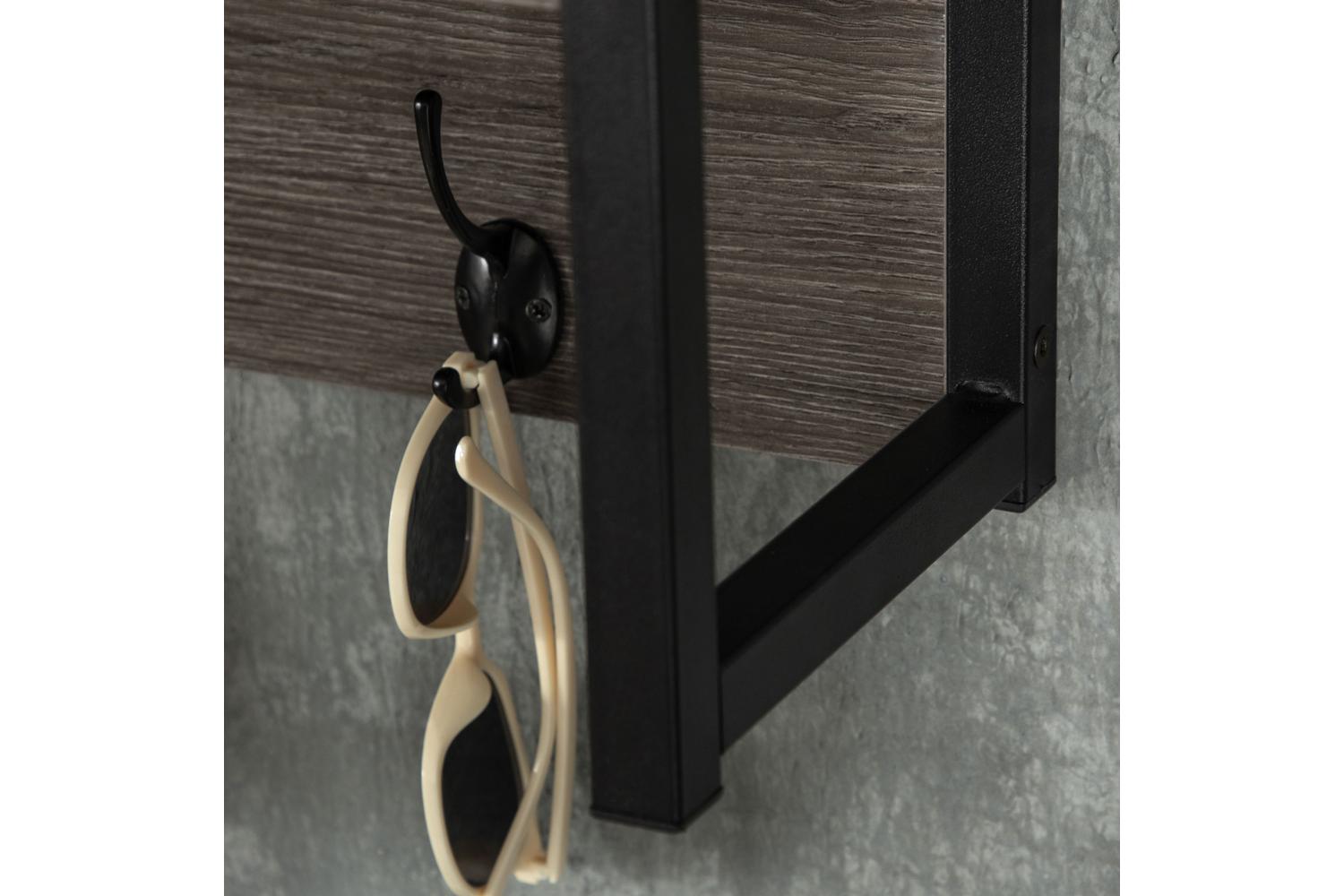 Homcom Wall-Mounted Coat Rack with Open Storage Shelf | Grey-6